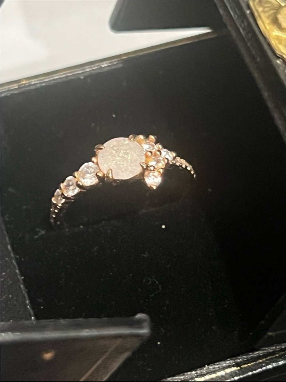 Lab created clustered gems, rose, gold plated size 7 ring RBP